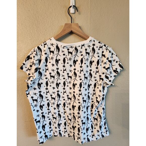 Lite Wear SZ XL Halloween Mid Century Black Cat T-Shirt Women's - Picture 2 of 8